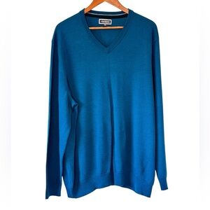 Men's Merino Wool Sweater V-Neck Teal New Without Tags Long Sleeve Size XXL